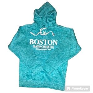 Boston Massachusetts hoodie small vineyard crew green blue white tie drawstring